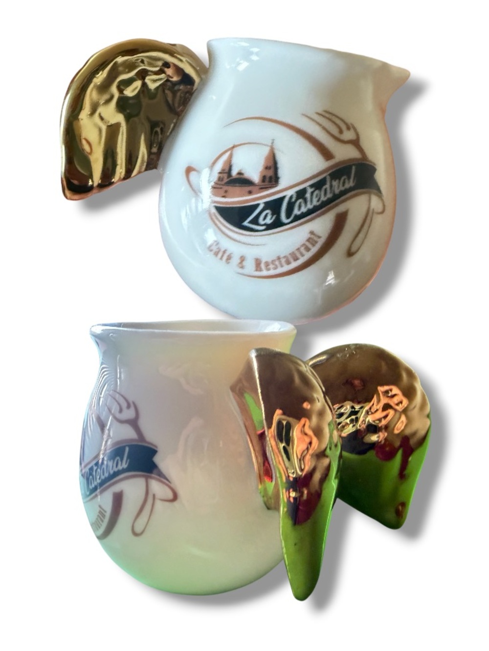 La Catedral Café & Restaurant Chicago Kitchen Milk Creamer Gold Angel Wings NIB